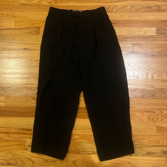 EVERLANE Put Together Lyocell Pleat Trouser Pants Black 6 - Picture 4 of 8